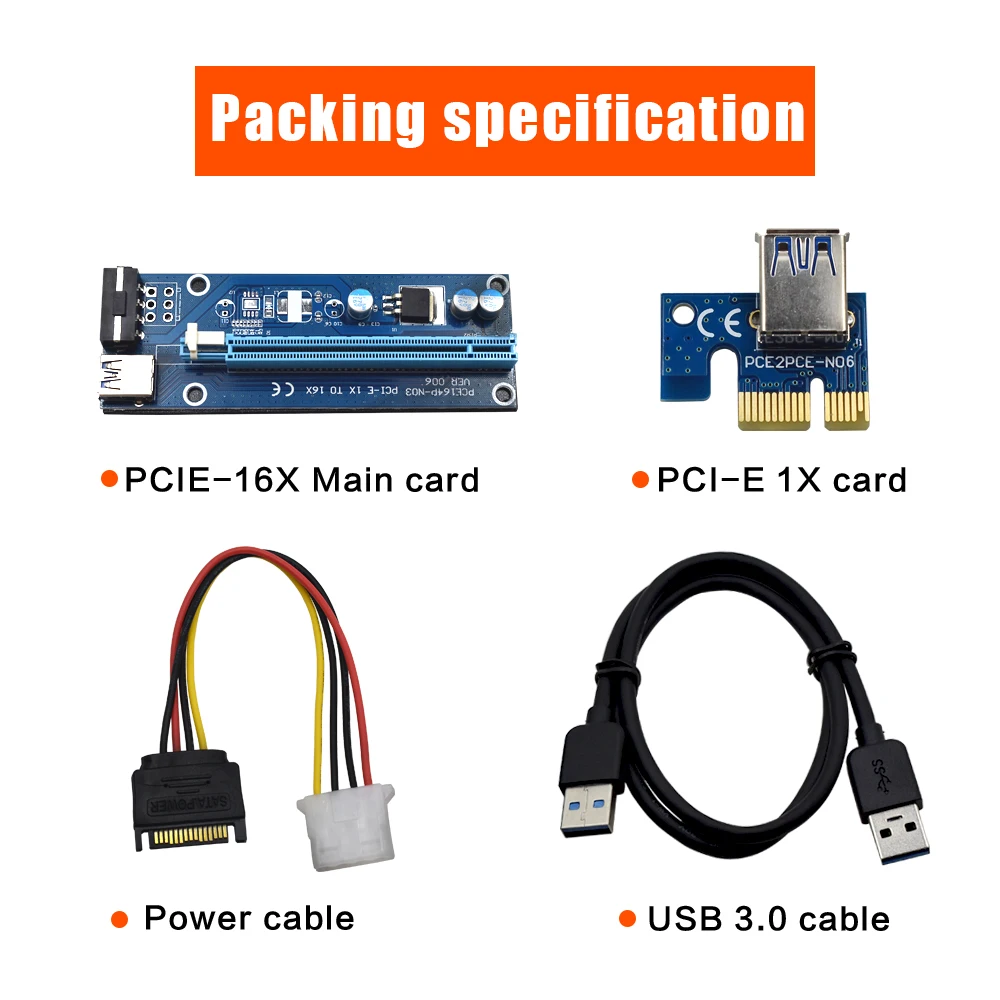 TISHRIC Ver006 PCI Express Riser Card 1x до 16x Usb3.0 кабель 60 см E удлинитель Sata 4pin Molex Power для Btc Miner