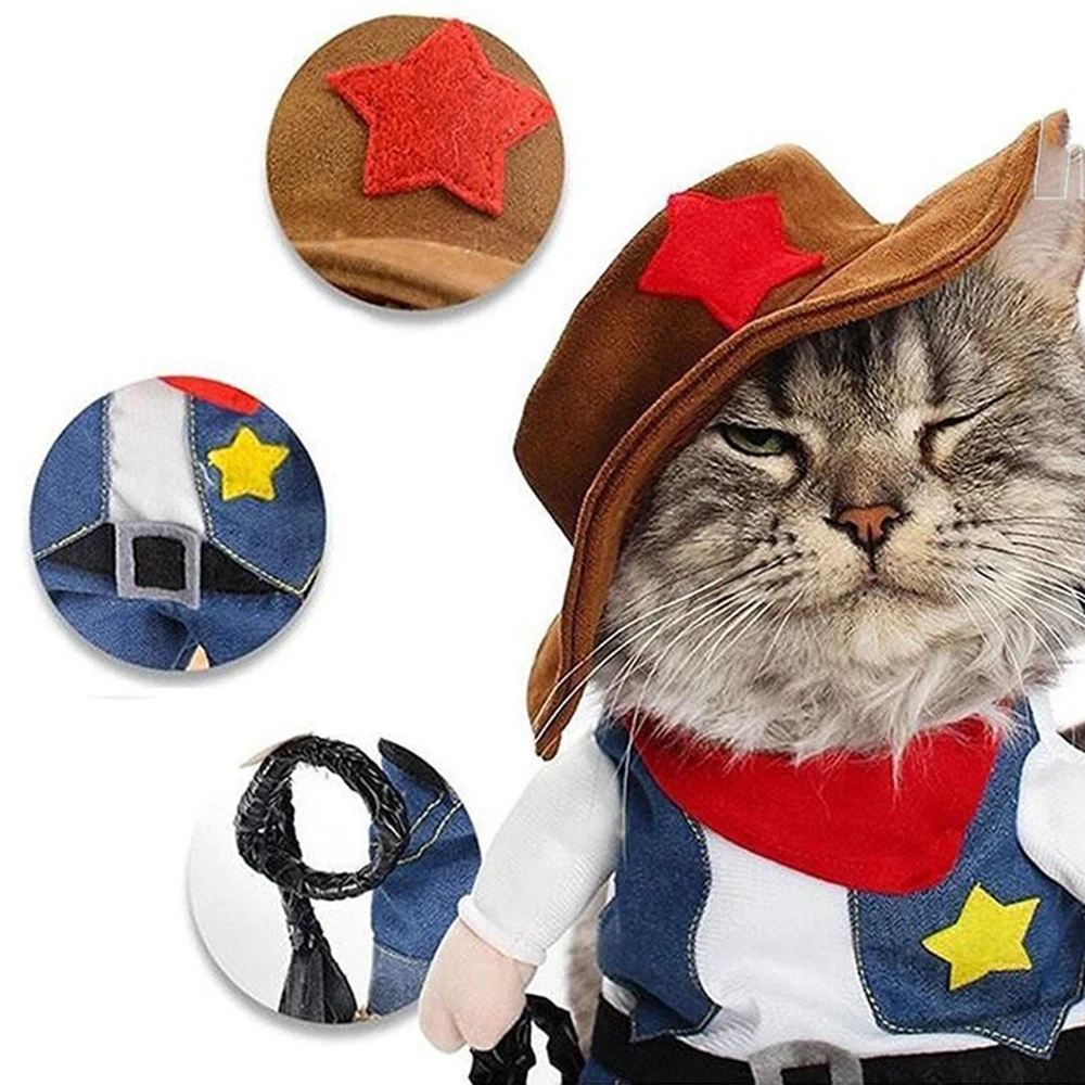 Игрушка для кота детская одежда костюм в ковбойском стиле полиции Костюмы Кошка
