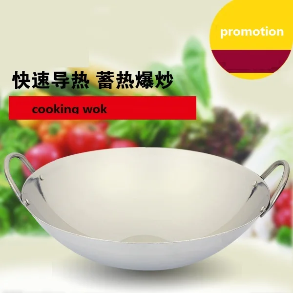 

free shipping wok stainless steel wok pan cooking wok cookware utensil many sizes for selection Frying Pan cooking pot