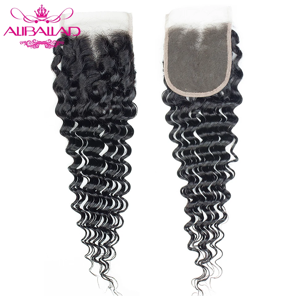 

Aliballad Brazilian Deep Wave Closure 100% Human Hair 10-20 Inches Free Part 4x4 Lace Closure Remy Hair Natural Color