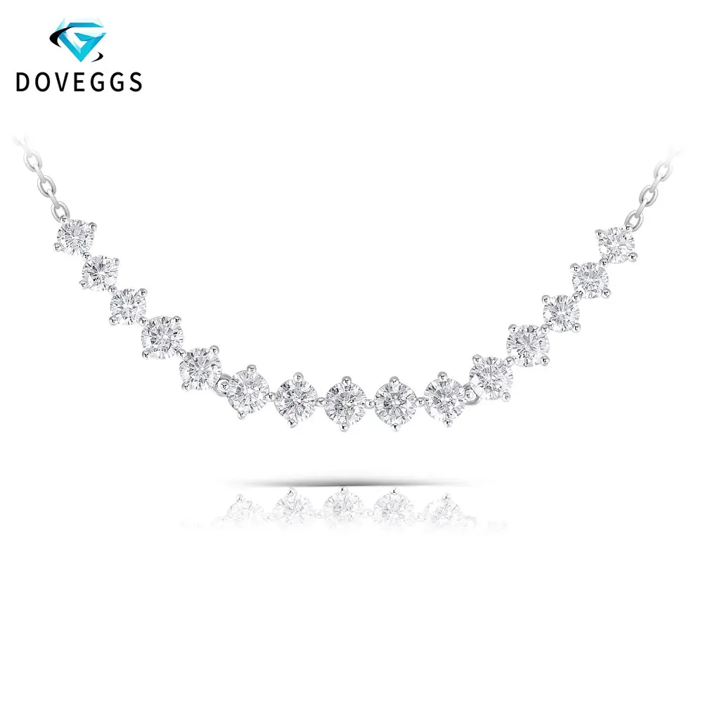 

DovEggs Elegant Sterling 925 Platinum Plated Silver 3ct 3.5mm-4mm-3.5mm H-I Color Moissanite Pendant Choker Necklace for Women
