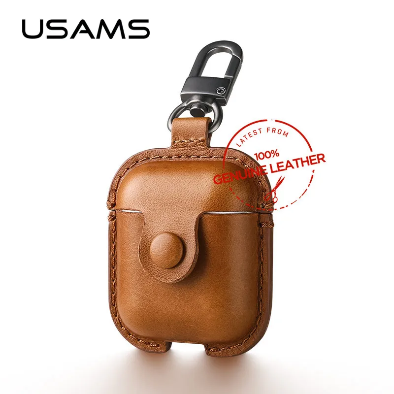 

USAMS Luxury Leather Case for Apple Airpods Earphone Protector Cover for Air Pods wireless bluetooth earphone case protector