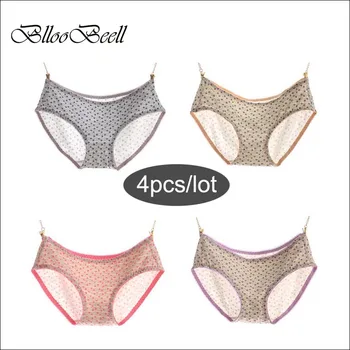 

BllooBeell Lovely Floral!!! Women's Underwear Cotton Lady Sexy Panties Mid-Rise Underpants Girl Everyday Cotton Briefs 4pieces