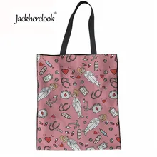 Jackhereook эскиз медицинские розовые женские сумки многоразового использования для покупок хлопковые школьные для девочек хранения экологически чистые сумки женские сумки для шоппинга