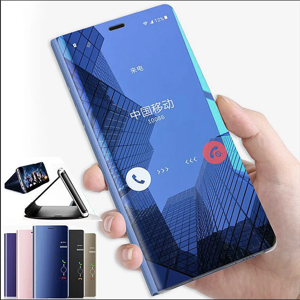 

Case For iPhone X XR 6S 6 7 Plus Clear View Window Fashion Smart Leather Flip Stand Mirror Phone Cover For iPhone XR XS Max