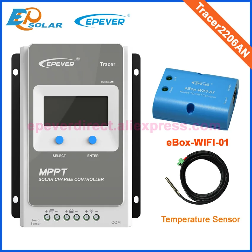 

Solar 20A controller for 12V 260W 24V 520W panels system Tracer2206AN 20amps 24V Battery Charger EPEVER Wifi eBOX USB cable