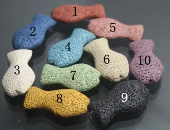 

10 colors Lava beads, volcanic rock bead,fish shape lava beads,15 inch strands