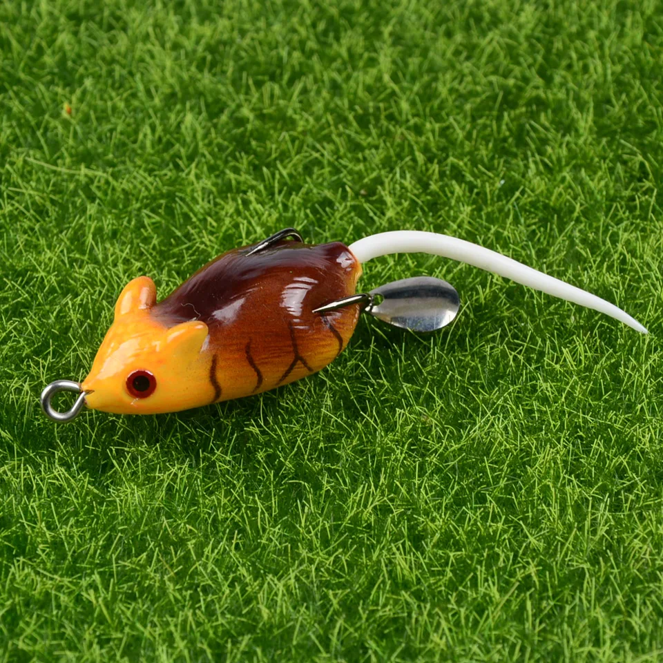 

LINGYUE New Arrival 1pcs Fishing Lures 5cm/10.5g Soft Mouse Artificial snakehead 6 Colors Topwater Fishing Tackle Wholesale