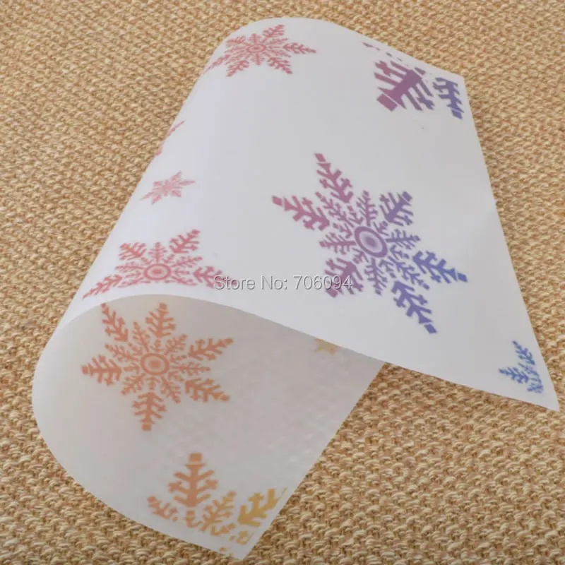 

15x21cm & 21x29cm Printing snowflake Wax Wrapping Paper Handmade Soap Wrapping Paper custom Gift Paper 200pcs
