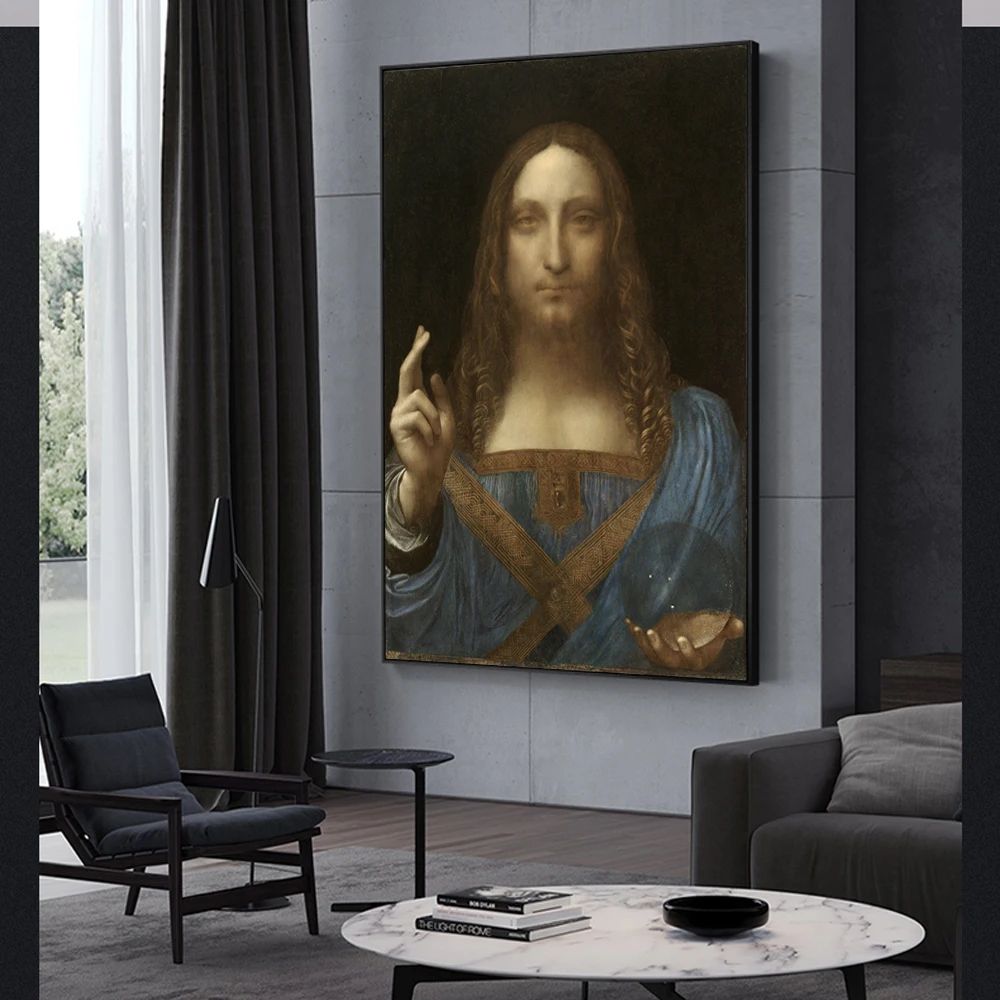 Salvator Mundi знаменитые настенные художественные картины на холсте от Leonardo Da Vinci репродукция декоративные картины на холсте для гостиной стены