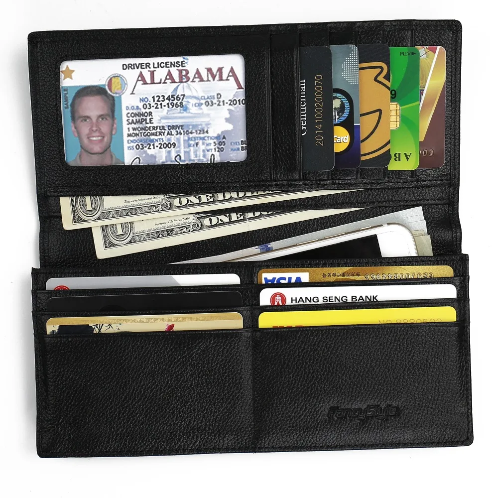 Genuine Leather Wallets for Men Travel Bifold RFID Shielding Credit Card Protector Business