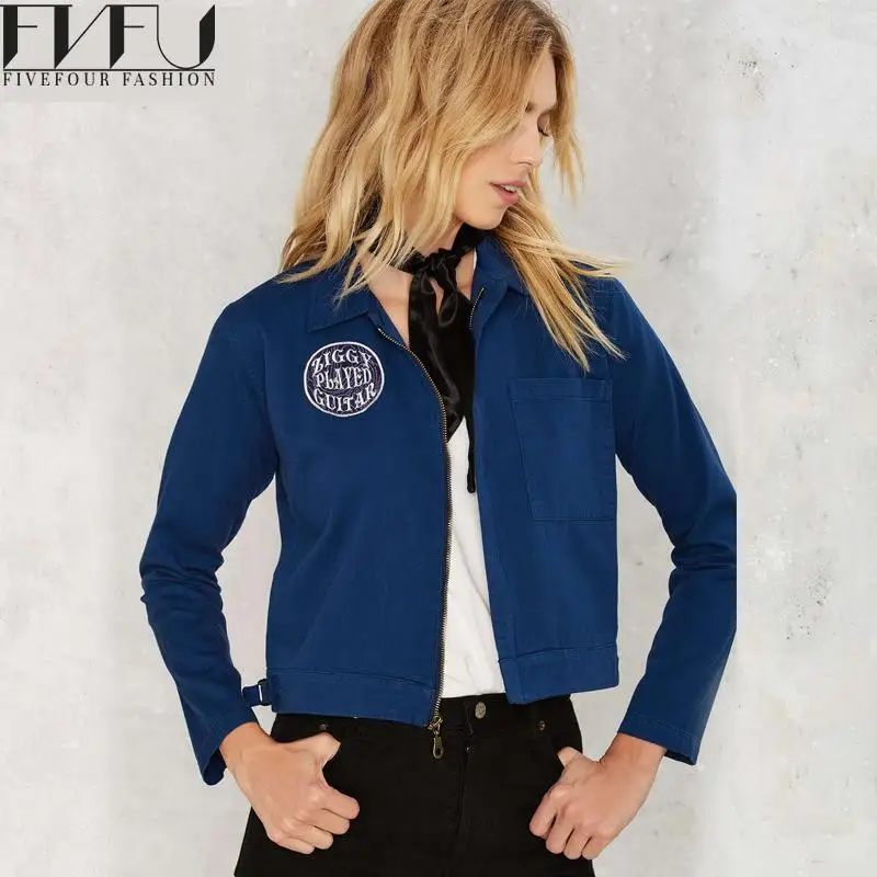 Fashion 2018 Women Basic Coats Jackets Autumn Spring Navy Blue Short