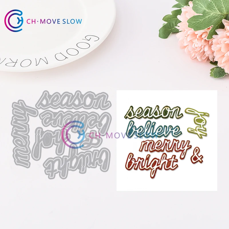 

CH Shadow Script Christmas Metal Cutting Dies For Scrapbooking DIY Cards Album Decoration Embossing Hand-made Cards