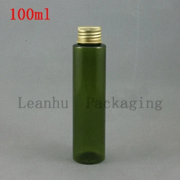 

100 ml Empty Green Plastic Bottle With The Lid of The Gold 100 CC of Shampoo, Toner, Lotion Container Refillable Bottles