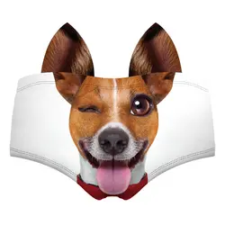 Улыбающаяся собака 3D Милый принт уши женское нижнее белье интересные трусики для леди Горячее сексуальное женское белье стринги трусы