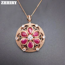 Натуральный красный рубин Цепочки и ожерелья из натуральной камень кулон драгоценных камней женщина Ювелирные украшения Твердые стерлингового серебра 925 Леди эксклюзивная