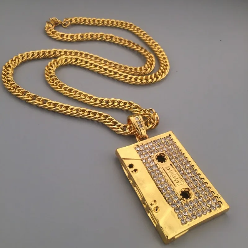Music Dj Pendants Necklace Golden Silver Hip Hop Chains For Men Alloy