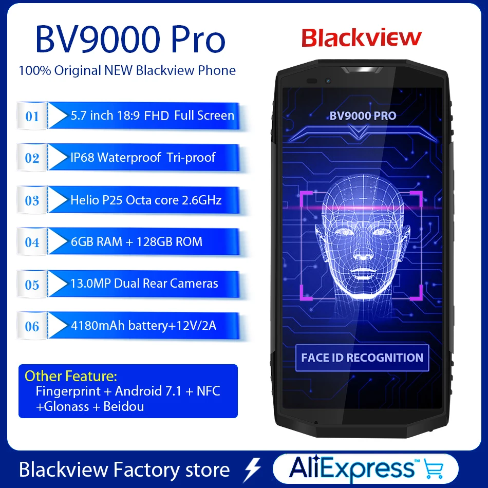 IP68 Водонепроницаемый BLACKVIEW BV9000 PRO 18:9 Android7.1 смартфон P25 2 6 ГГц 5 7 &quotFHD г + 128 ГБ 4180 мАч