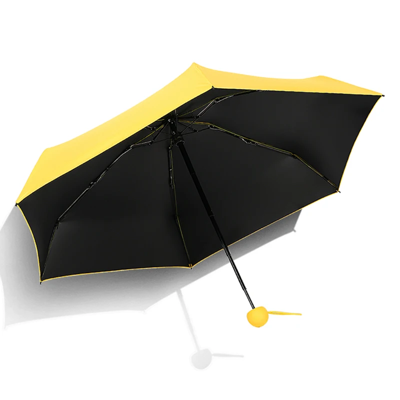 Ultra Small UV Protection Sunny Umbrella Rain Women Gril Mini Pocket 5 Fold Windproof Umbrella Portable Sunscreen Female Parasol