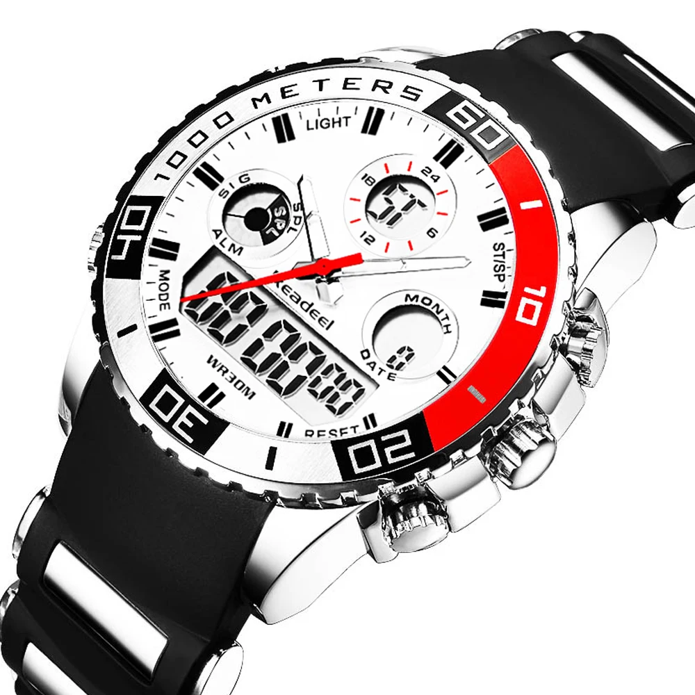 Comprar Relojes de lujo de primera marca, reloj Digital de cuarzo LED para hombre, reloj de pulsera militar deportivo para hombre, erkek kol saati