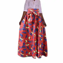 Африканских женщин юбка печатным рисунком большие размеры плиссированная юбка с поясной ремень BM1973