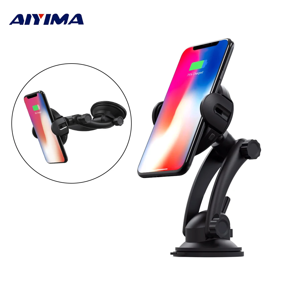 AIYIMA Car Mount Qi Wireless Charger For iPhone XS Max X XR 8 Automatic Induction Car Phone Holder For Samsung Note 9 S9 S8