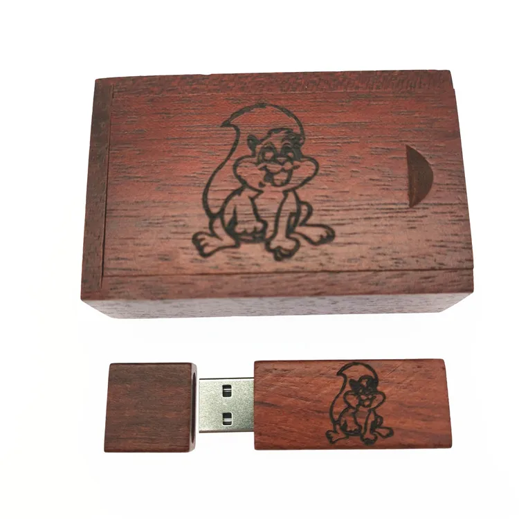 Один шт Бесплатный Логотип Деревянный usb + коробка флэш накопитель 4 ГБ 8 16 32 64