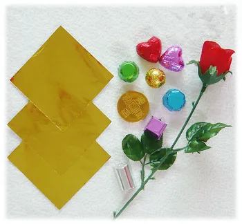 

20*20cm 200pcs,gold chocolate wrapping tin foil covered, chocolate, candy aluminum foil Embossing paper wholesale