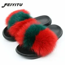 FeiYiTu Summer Women Fox Fur Slippers Real Fox hair Slides Female Furry Indoor Flip Flops Casual Beach Sandals Fluffy Plush Shoe FeiYiTu Summer Women Fox Fur Slippers Real Fox hair Slides Female Furry Indoor Flip Flops Casual Beach Sandals Fluffy Plush Shoe