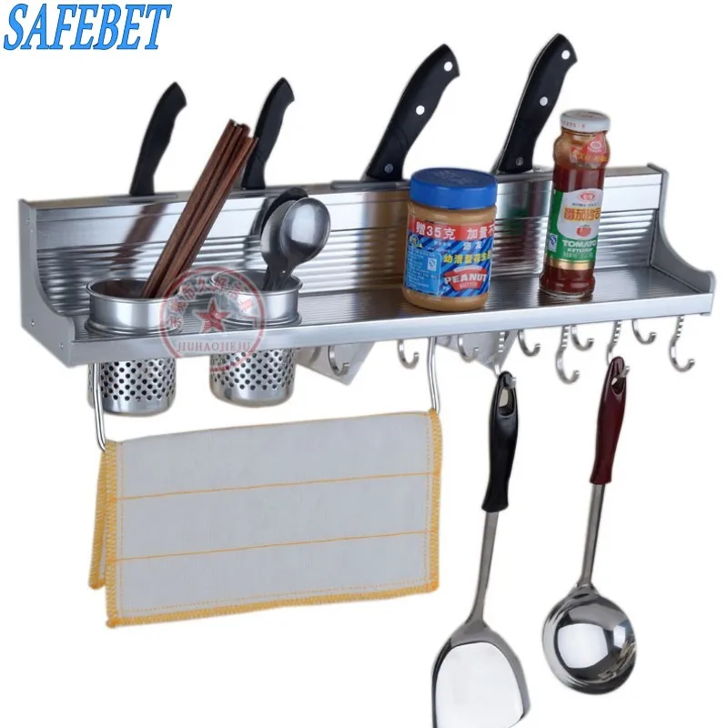 

SAFEBET Brand Metal Kitchen Shelf Creative Double Cooking Utensil Hook Rack Kitchen Storage Organizer Cutlery Decorative Rack