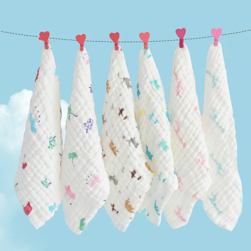 

6-layer Print Colors cotton saliva towel baby burp cloths reusable cloth wipes baby scarf baby stuff baby scarf