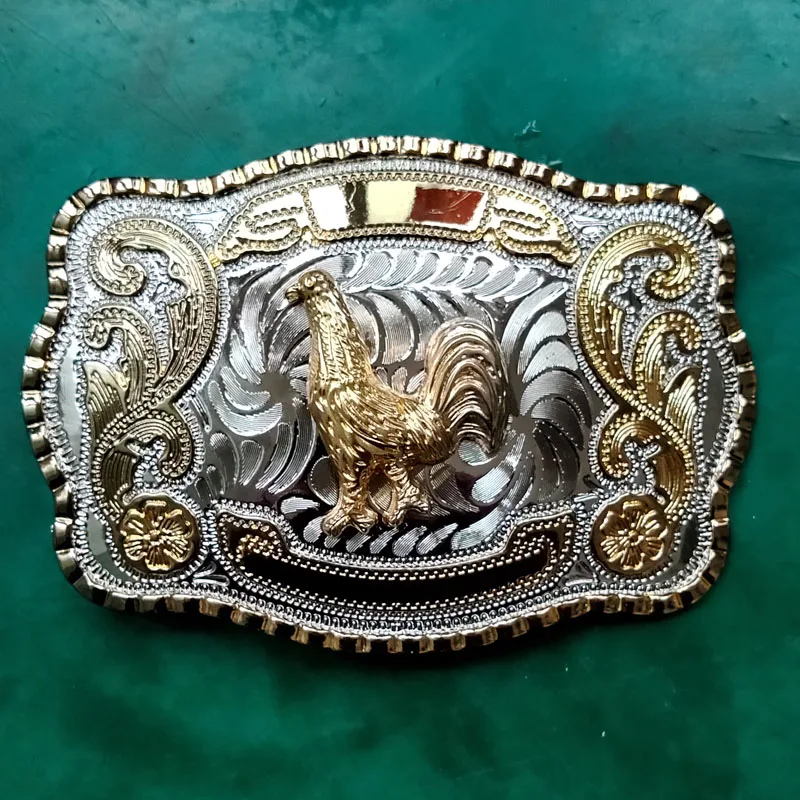 

1 Pcs Big Size 138*95mm 130.6g Lace Gold Chicken Cowboy Metal Belt Buckle For Men's Jeans Belt Head