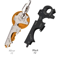 Multi Function survival tool stainless steel 8-in-1 portable gadgets multifunction keychain clip open bottle Travel Kit