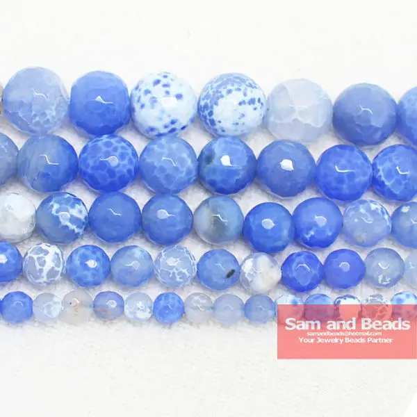 

Free Shipping Natural Stone Faceted Blue Crab Agata beads 16" Strand 6 8 10 12MM Pick Size For Jewelry FCA01