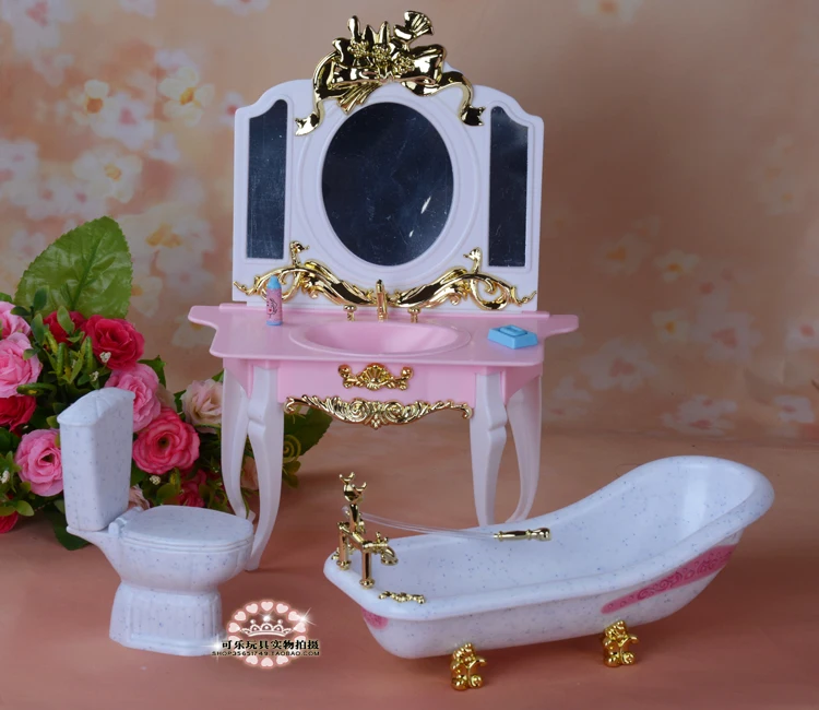 Натуральная мебель ванная комната для принцессы Барби 1/6 аксессуары для душа куклы bjd Кукольный дом Ванна Туалет игровой набор Детская игрушка подарок