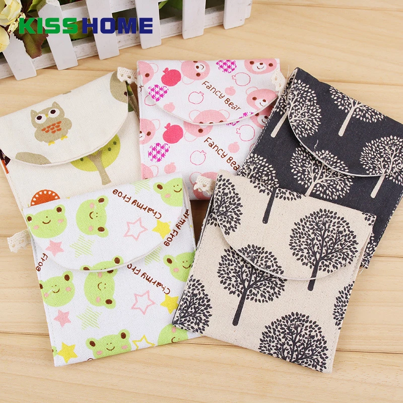 

Sanitary Pad Napkin Storage Bag Cartoon Holder Sundries Case Towel Girl Pouch Women Convenience Bags Diaper Fabric with Button