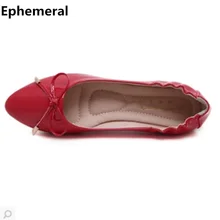 Лук сладкий красный балерина плоские туфли из лакированной кожи для женщин с острым носком мягкой подошвой винтажные слипоны max размер 10 женские лоферы