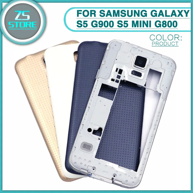 

new S5 Rear Housing case for Samsung Galaxy S5 i9600 G900 S5 mini G800 Battery back cover Door + Mid Bezel Middle Frame