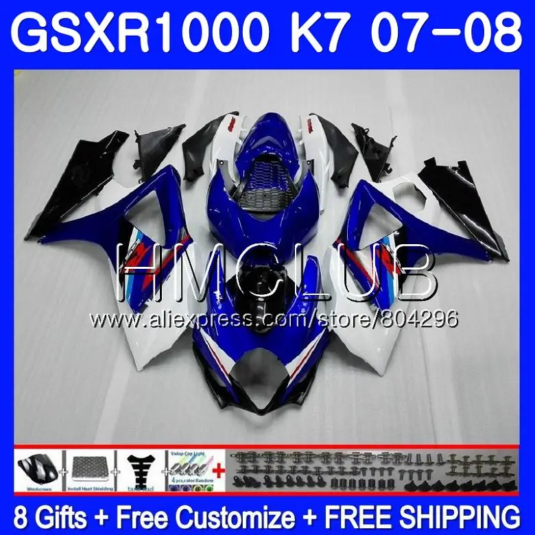 

Body For SUZUKI GSXR-1000 K7 GSX-R1000 GSXR 1000 07 08 35HM.16 GSXR1000 07 08 Bodywork Stock blue GSX R1000 2007 2008 Fairing
