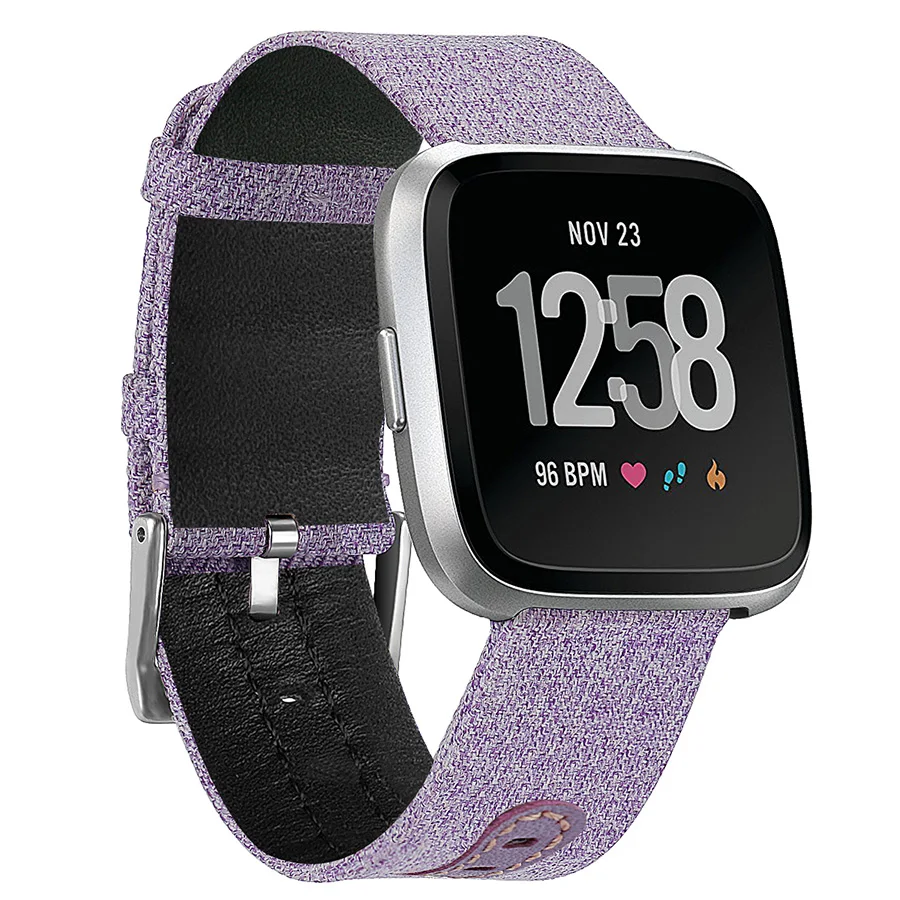 Quick Release Canvas Watch Band Wristband for Fitbit Versa Strap Smartwatch Replacement Wrist Bracelet | Электроника