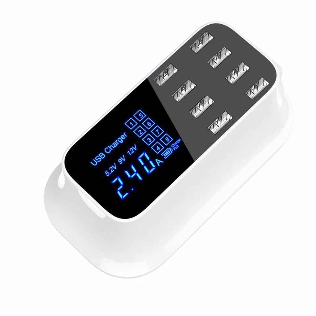 Carprie светодиодный Многофункциональный 8 USB интерфейс зарядка быстрое зарядное устройство для телефона Бытовая оригинальная посылка 19Mar23