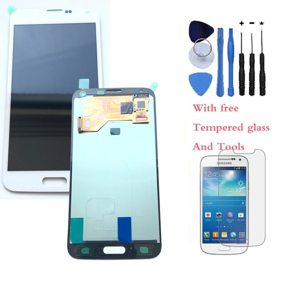 New LCD Display Touch screen with Digitizer Assembly For Samsung Galaxy S5 i9600 SM-G900 SM-G900F G900 White With Tools + Glass