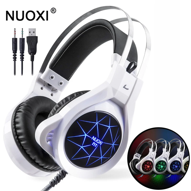Günstig NUOXI N1 Computer Stereo Gaming Kopfhörer Beste Casque Tiefe Bass Spiel Kopfhörer Headset mit Mikrofon LED Licht für PC Gamer