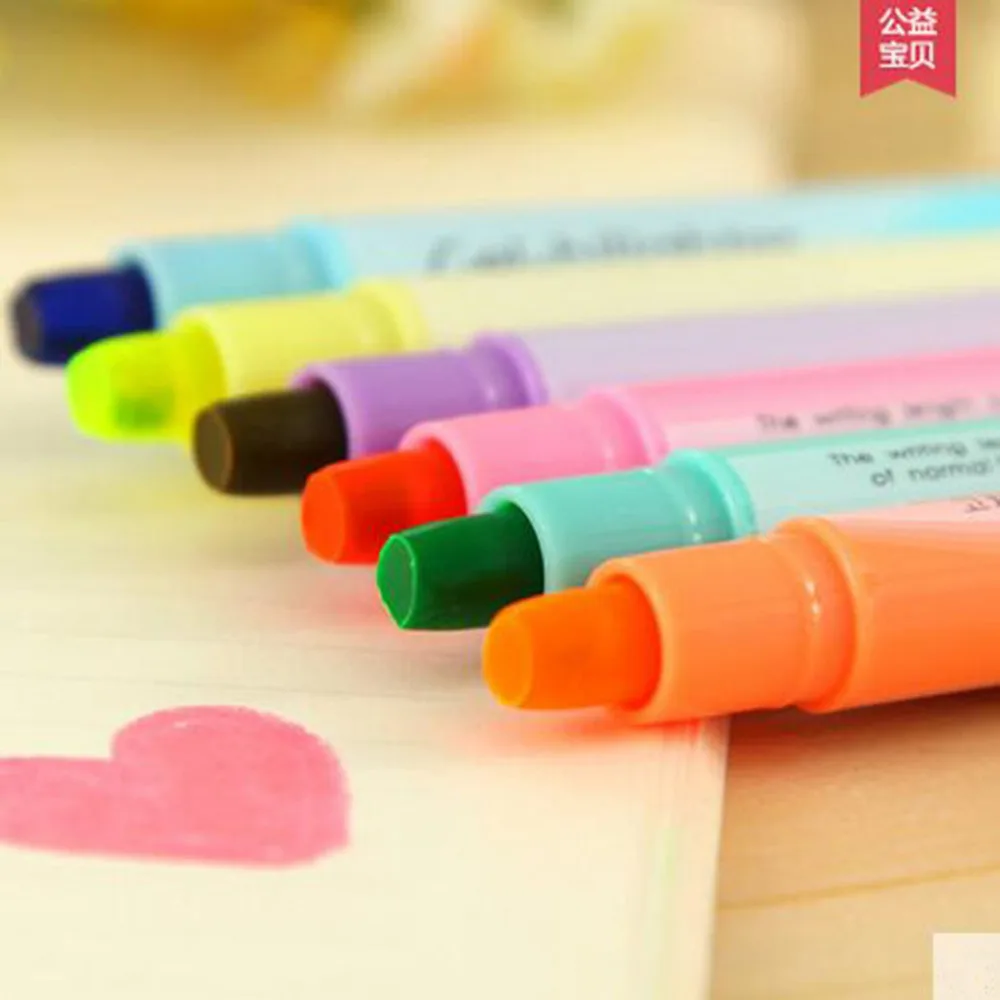 

Free shipping Creative stationery 6 8 Mixed color copic Fluorescent markers The jelly solid pen highlighter papelaria /P002 Oil