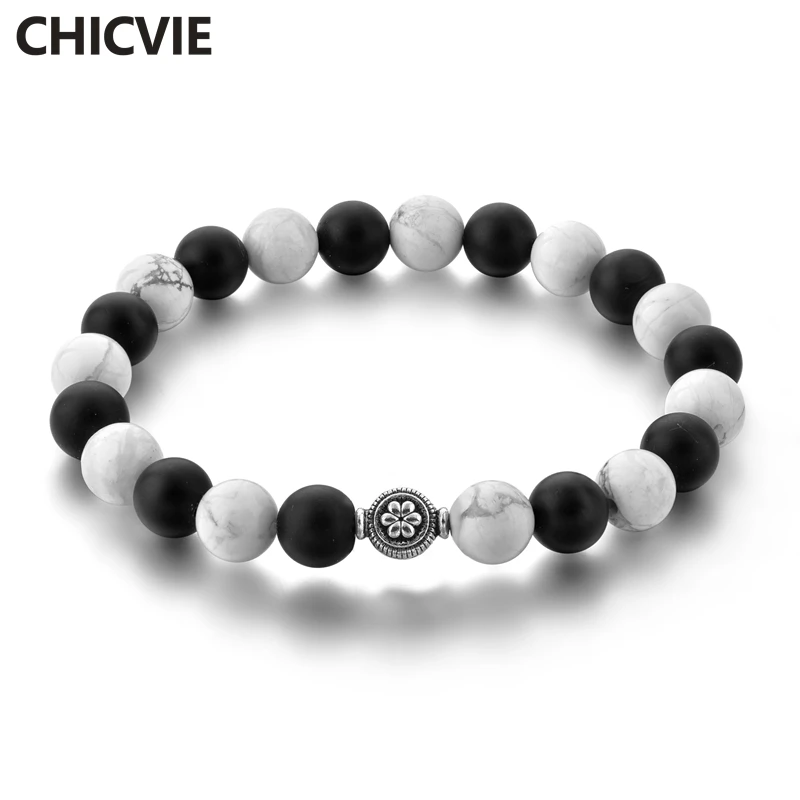 Браслеты CHICVIE с натуральным камнем и цветами для мужчин женщин браслет ручной
