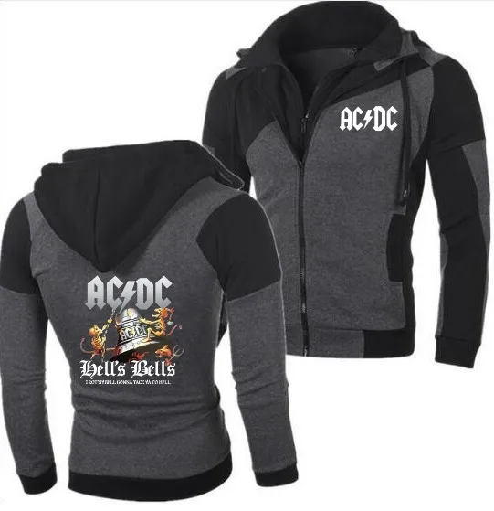

2019 Fashion Men's New ACDC Clock Hoodie Personality Color Double Zip Hooded Cardigan Slim Suzuki Car Jacket Sweatshirt