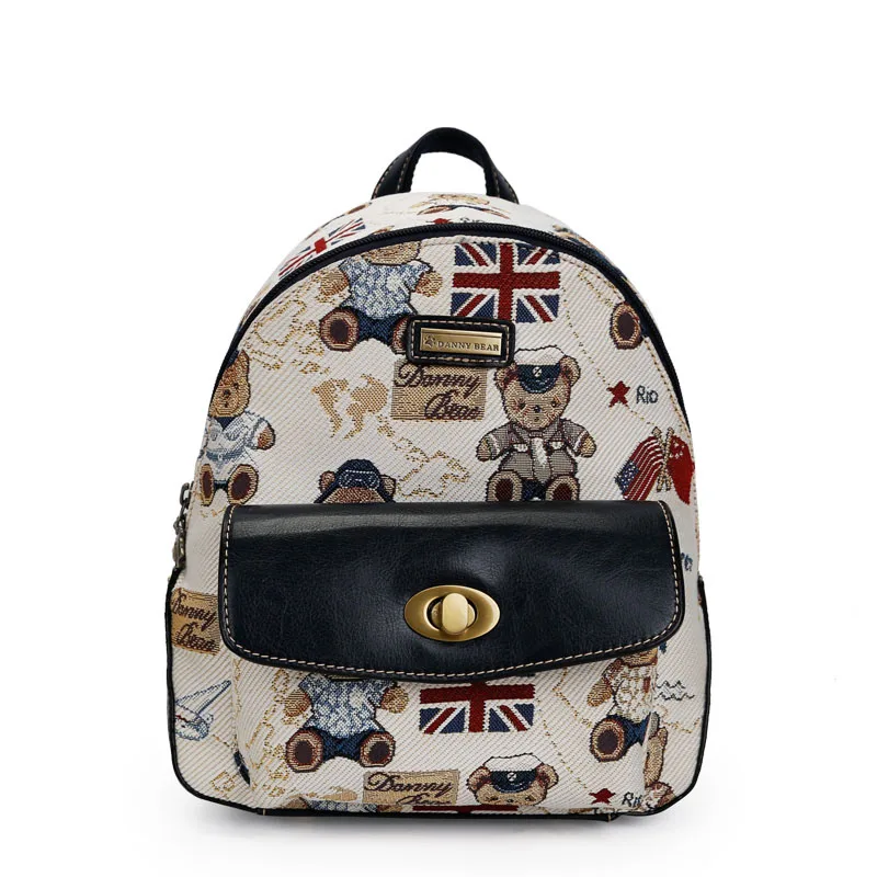 

Ms. Anime Cartoon Bear Travel Backpack Ms. Europe's Stylish Retro Hardware Zipper Backpack