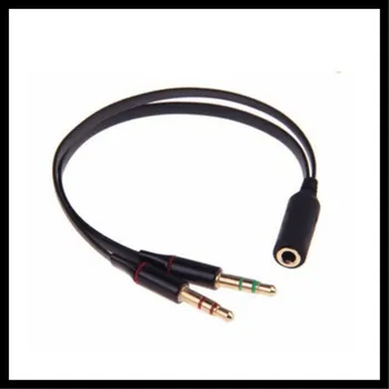 

10pcs 3.5mm Female to 2 Male Gold Plated Headphone Mic Audio Y Flat Cable
