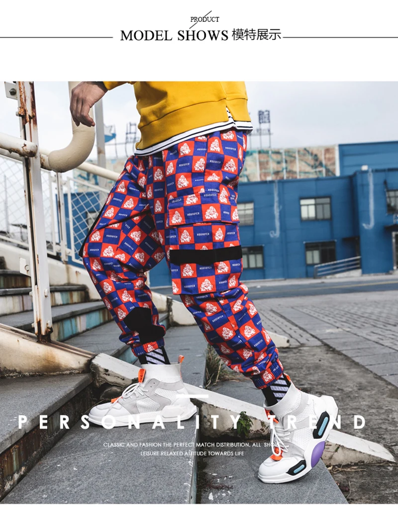 Purple Skateboard Color Pants Men Cotton Camo Hip Hop Fashion Cargo Pants  (24)