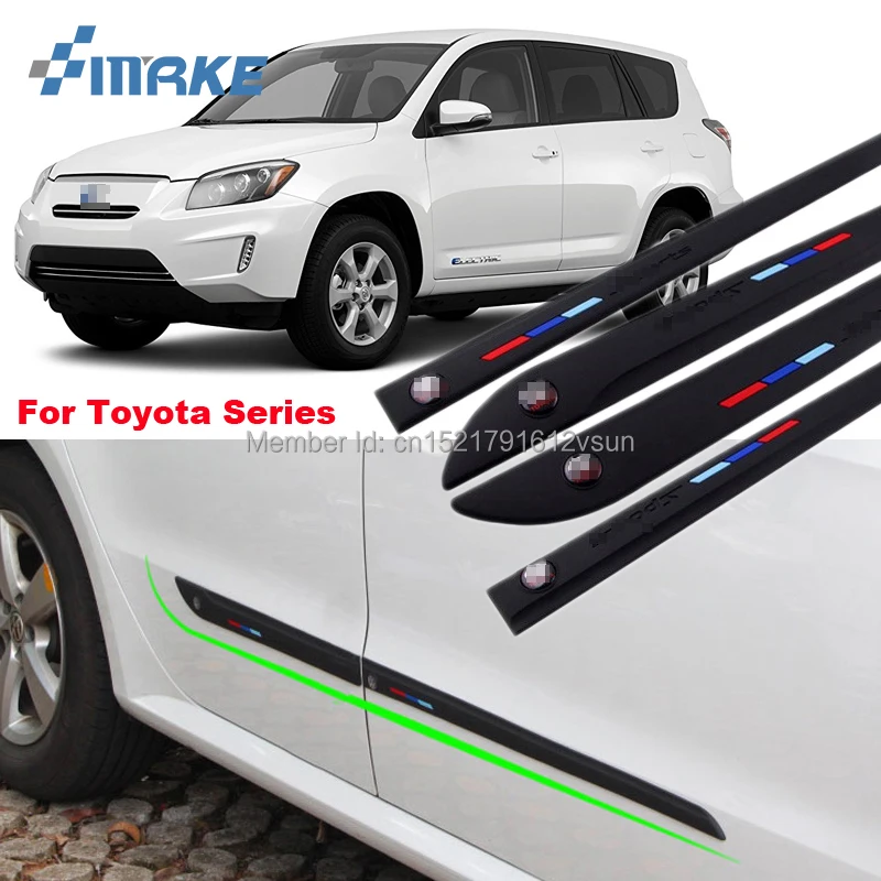 

smRKE Car-styling 4pcs High Quality Brand New Side Doors Rubber Bumper Protector Guard Scratch Sticker Trim For Toyota Vehicle